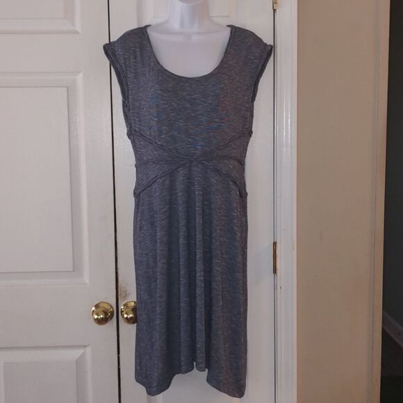 Max Studio blue and white  super soft spring summer beach graduation dress Sz L - Picture 1 of 5